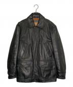 Timberlandティンバーランド）の古着「Timberland ティンバーランド  2005年 カウレザー レザージャケット フィールドジャケット 革ジャン ブラック ターキッシュレザー」｜ブラック