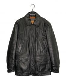 Timberland（ティンバーランド）の古着「Timberland ティンバーランド  2005年 カウレザー レザージャケット フィールドジャケット 革ジャン ブラック ターキッシュレザー」｜ブラック
