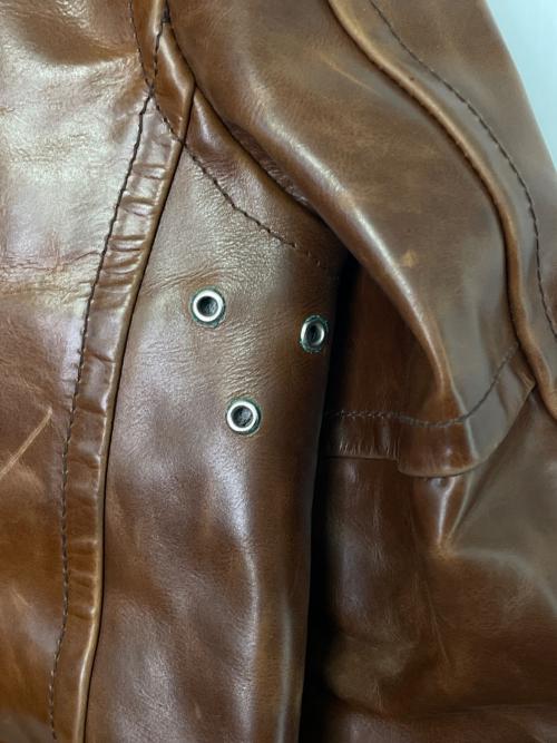 DEGNER（デグナー）DEGNER (デグナー) DEGNER デグナー Willie wears ウインドウペンチェック切替 ステッチワーク 牛革 レザージャケット ブラウン サイズ:40の古着・服飾アイテム