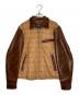 DEGNER（デグナー）の古着「DEGNER デグナー Willie wears ウインドウペンチェック切替 ステッチワーク 牛革 レザージャケット」｜ブラウン