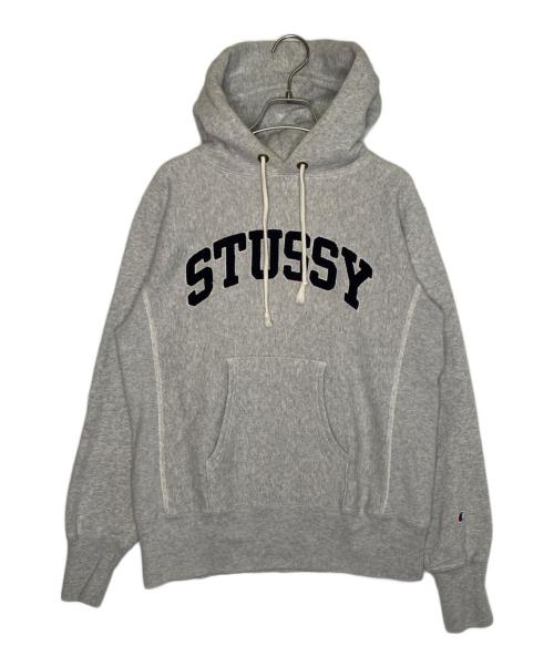 stussy（ステューシー）stussy Champion REVERSE WEAVE stussy ステューシー Champion チャンピオン World Tour ワールドツアー アーチロゴ リバースウィーブ パーカー グレー サイズ:Sの古着・服飾アイテム