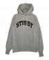 stussy（ステューシー）の古着「stussy ステューシー Champion チャンピオン World Tour ワールドツアー アーチロゴ リバースウィーブ パーカー」｜グレー