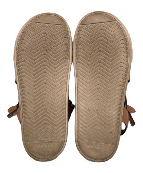 PRADA（プラダ）PRADA (プラダ) PRADA プラダ レザー グラディエーター サンダル 1X958L ブラウン ブラウン×ベージュ サイズ:36 1/2の古着・服飾アイテム