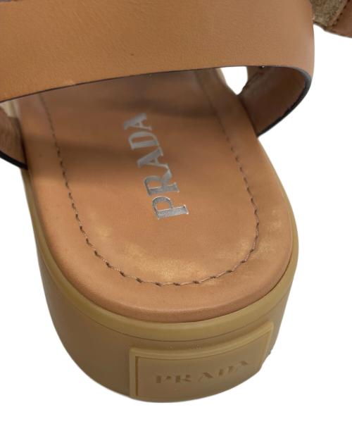 PRADA（プラダ）PRADA (プラダ) PRADA プラダ レザー グラディエーター サンダル 1X958L ブラウン ブラウン×ベージュ サイズ:36 1/2の古着・服飾アイテム