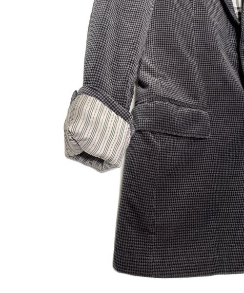 BURBERRY BLACK LABEL（バーバリーブラックレーベル）BURBERRY BLACK LABEL BURBERRY BLACK LABEL バーバリー ブラックレーベル ハウンドトゥース 千鳥柄 ベロア テーラードジャケット 裏地ブラックレーベルチェック 日本製 ブラック サイズ:Mの古着・服飾アイテム