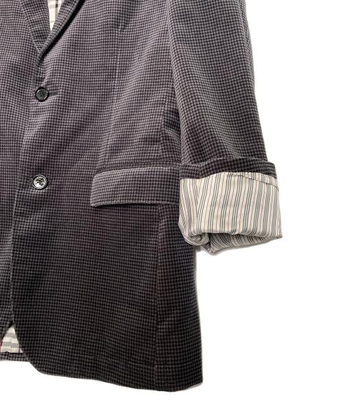 BURBERRY BLACK LABEL（バーバリーブラックレーベル）BURBERRY BLACK LABEL BURBERRY BLACK LABEL バーバリー ブラックレーベル ハウンドトゥース 千鳥柄 ベロア テーラードジャケット 裏地ブラックレーベルチェック 日本製 ブラック サイズ:Mの古着・服飾アイテム