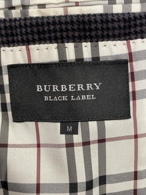 BURBERRY BLACK LABEL（バーバリーブラックレーベル）BURBERRY BLACK LABEL BURBERRY BLACK LABEL バーバリー ブラックレーベル ハウンドトゥース 千鳥柄 ベロア テーラードジャケット 裏地ブラックレーベルチェック 日本製 ブラック サイズ:Mの古着・服飾アイテム