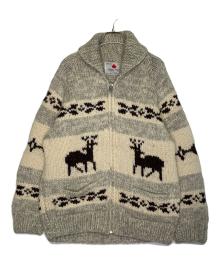 CANADIAN SWEATER（カナディアンセーター）の古着「CANADIAN SWEATER カナディアンセーター カウチンセーター DEER & TREE トナカイ柄 手編み ハンドメイド アイボリー 厚手」｜ベージュ