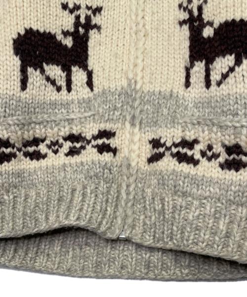 CANADIAN SWEATER（カナディアンセーター）CANADIAN SWEATER CANADIAN SWEATER カナディアンセーター カウチンセーター DEER & TREE トナカイ柄 手編み ハンドメイド アイボリー 厚手 ベージュ サイズ:手編みのため不明の古着・服飾アイテム