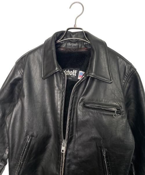 Schott（ショット）Schott (ショット) Schott ショット 641 1993年〜2002年頃 シングルライダースジャケット レザージャケット ブラック サイズ:40の古着・服飾アイテム