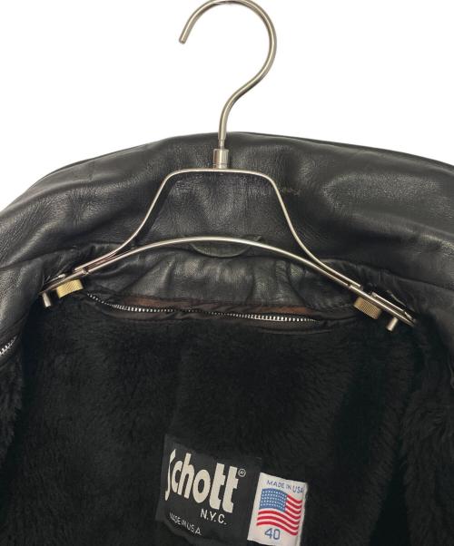 Schott（ショット）Schott (ショット) Schott ショット 641 1993年〜2002年頃 シングルライダースジャケット レザージャケット ブラック サイズ:40の古着・服飾アイテム