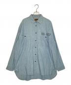 INSCRIRE×BUZZ RICKSON'S×BEAMSアンスクリア×バズリクソンズ×ビームス）の古着「INSCRIRE アンスクリア × BUZZ RICKSON'S バズリクソンズ × BEAMS ビームス 23年春夏 別注 シャンブレー ワークシャツ」｜サックスブルー