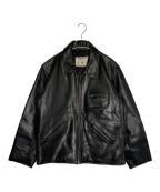 CHEVIGNONシェビニオン）の古着「CHEVIGNON シェビニオン 80s レザー ライダースジャケット 中綿キルティング」｜ブラック