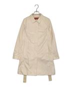 MaxMara STUDIOマックスマーラスタジオ）の古着「MaxMara STUDIO マックスマーラ スタジオ OTARIA オタリア ポリエステル ステンカラー スプリングコート 赤タグ」｜アイボリー