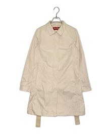 MaxMara STUDIO（マックスマーラスタジオ）の古着「MaxMara STUDIO マックスマーラ スタジオ OTARIA オタリア ポリエステル ステンカラー スプリングコート 赤タグ」｜アイボリー