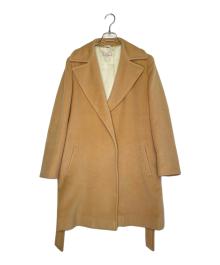 MAX&Co.（マックスアンドコー）の古着「MAX&Co. マックスアンドコー ヴァージンウール カシミヤ混 ベルテッドコート ステンカラーコート ラップコート」｜ベージュ