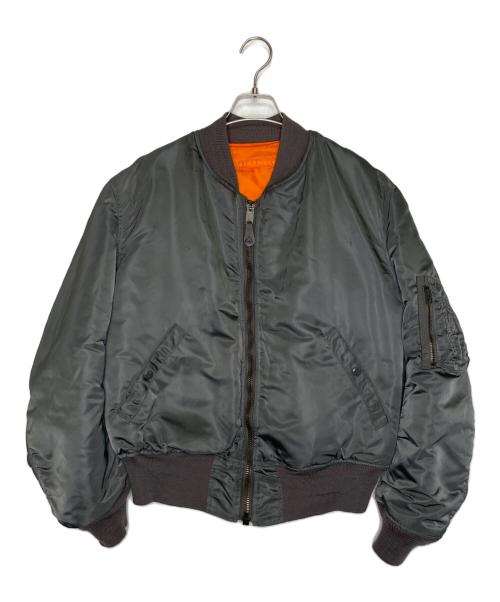 US ARMY（ユーエスアーミー）US ARMY ALPHA INDUSTRIES US AIR FORCE ALPHA アルファ US AIR FORCE エアフォース 60年代 米軍実物 官給品 MA-1フライトジャケット グリーン サイズ:LARGEの古着・服飾アイテム
