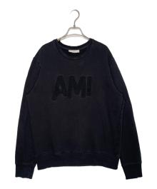 AMI Alexandre Mattiussi（アミアレクサンドルマテュッシ）の古着「AMI Alexandre Mattiussi アミアレクサンドルマテュッシ 2016SS AMI Patch パイルロゴ スウェット トレーナー」｜ブラック