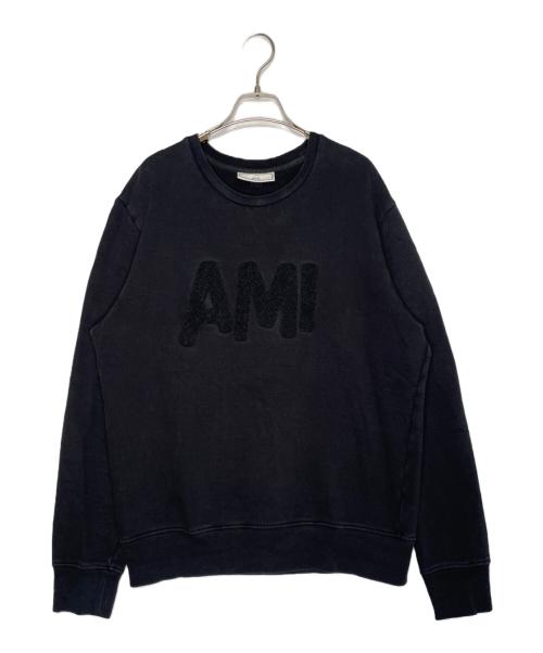 AMI Alexandre Mattiussi（アミアレクサンドルマテュッシ）AMI Alexandre Mattiussi AMI Alexandre Mattiussi アミアレクサンドルマテュッシ 2016SS AMI Patch パイルロゴ スウェット トレーナー ブラック サイズ:Lの古着・服飾アイテム