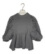 TODAYFULトゥデイフル）の古着「TODAYFUL トゥデイフル 2026SS パフスリーブニットトップス ペプラム チャコールグレー」｜グレー