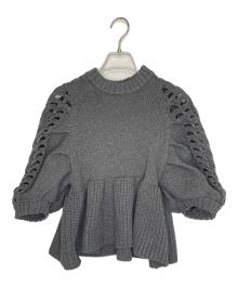 TODAYFUL（トゥデイフル）の古着「TODAYFUL トゥデイフル 2026SS パフスリーブニットトップス ペプラム チャコールグレー」｜グレー