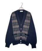 Burberry'sバーバリーズ）の古着「Burberry's REGD バーバリーズ 90年代 タータンチェック 切り替え カーディガン ネイビー」｜ネイビー×グリーン