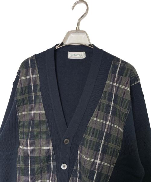 Burberry's（バーバリーズ）Burberry's (バーバリーズ) Burberry's REGD バーバリーズ 90年代 タータンチェック 切り替え カーディガン ネイビー ネイビー×グリーン サイズ:Mediumの古着・服飾アイテム