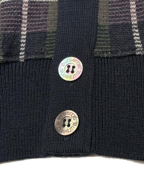 Burberry's（バーバリーズ）Burberry's (バーバリーズ) Burberry's REGD バーバリーズ 90年代 タータンチェック 切り替え カーディガン ネイビー ネイビー×グリーン サイズ:Mediumの古着・服飾アイテム