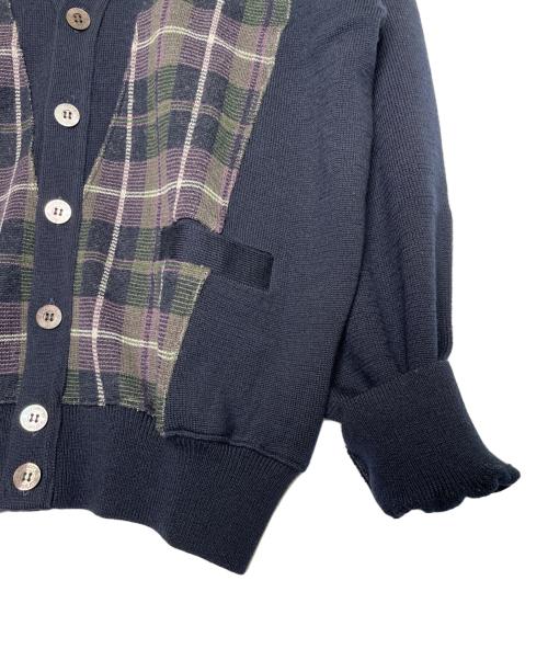 Burberry's（バーバリーズ）Burberry's (バーバリーズ) Burberry's REGD バーバリーズ 90年代 タータンチェック 切り替え カーディガン ネイビー ネイビー×グリーン サイズ:Mediumの古着・服飾アイテム