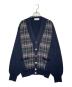 Burberry's（バーバリーズ）の古着「Burberry's REGD バーバリーズ 90年代 タータンチェック 切り替え カーディガン ネイビー」｜ネイビー×グリーン