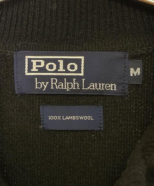 POLO RALPH LAUREN（ポロ・ラルフローレン）POLO RALPH LAUREN (ポロ・ラルフローレン) POLO RALPH LAUREN ポロ ラルフローレン 90's ラムウール ポロセーター ブラック ナイガイ ブラック サイズ:Mの古着・服飾アイテム