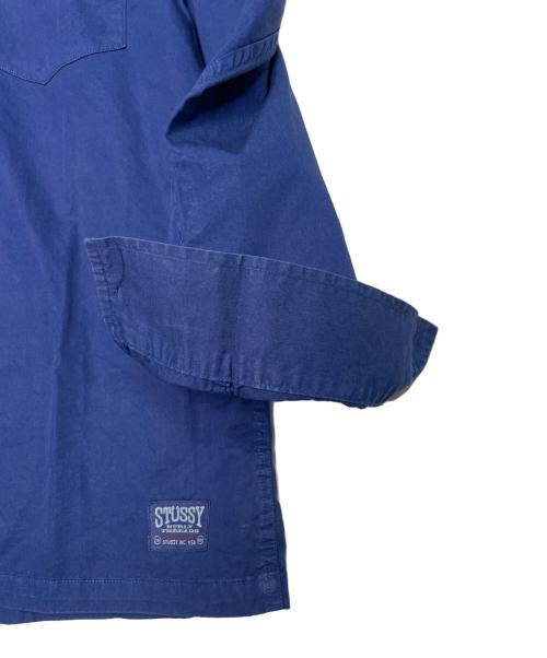 stussy（ステューシー）stussy (ステューシー) STUSSY ステューシー BURLY THREADS 00's バッファローチェック切り替え ワークシャツ 長袖シャツ 金タグ ネイビー サイズ:MEDIUMの古着・服飾アイテム