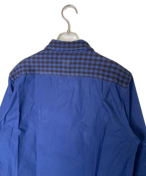stussy（ステューシー）stussy (ステューシー) STUSSY ステューシー BURLY THREADS 00's バッファローチェック切り替え ワークシャツ 長袖シャツ 金タグ ネイビー サイズ:MEDIUMの古着・服飾アイテム