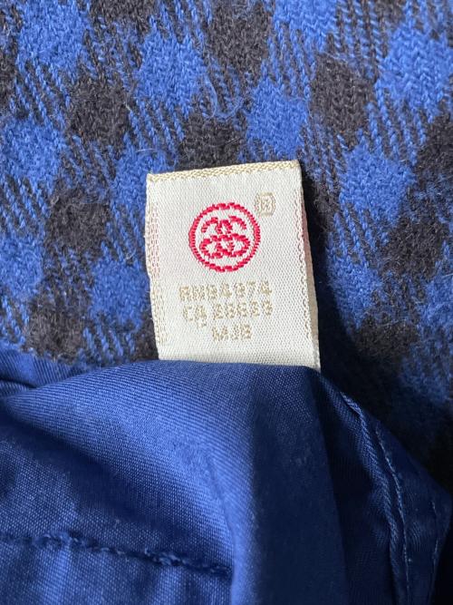 stussy（ステューシー）stussy (ステューシー) STUSSY ステューシー BURLY THREADS 00's バッファローチェック切り替え ワークシャツ 長袖シャツ 金タグ ネイビー サイズ:MEDIUMの古着・服飾アイテム