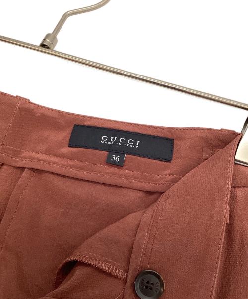GUCCI（グッチ）GUCCI (グッチ) シルクタックパンツ ブラウン サイズ:36の古着・服飾アイテム