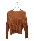 PLEATS PLEASEプリーツプリーズ）の古着「フリンジブラウス」｜ブラウン