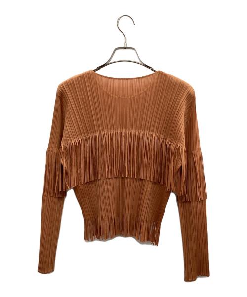 PLEATS PLEASE（プリーツプリーズ）PLEATS PLEASE (プリーツプリーズ) フリンジブラウス ブラウン サイズ:3の古着・服飾アイテム