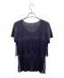 PLEATS PLEASE (プリーツプリーズ) 半袖フリンジブラウス ネイビー サイズ:3：13000円
