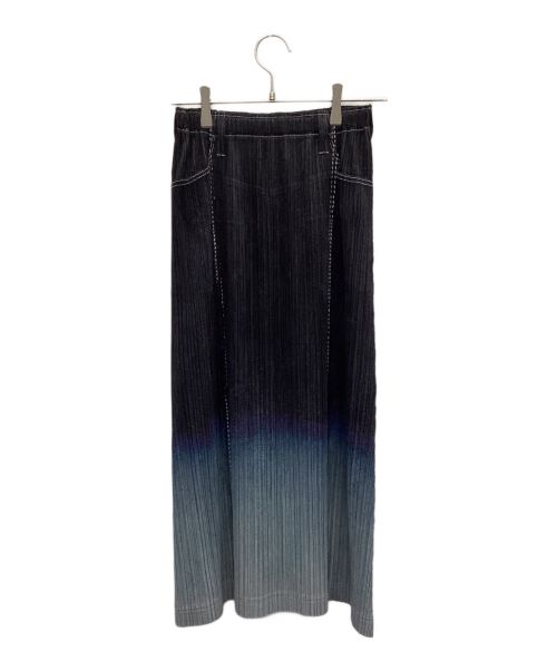 PLEATS PLEASE（プリーツプリーズ）PLEATS PLEASE (プリーツプリーズ) ロングスカート ブラック×ブルー サイズ:1の古着・服飾アイテム