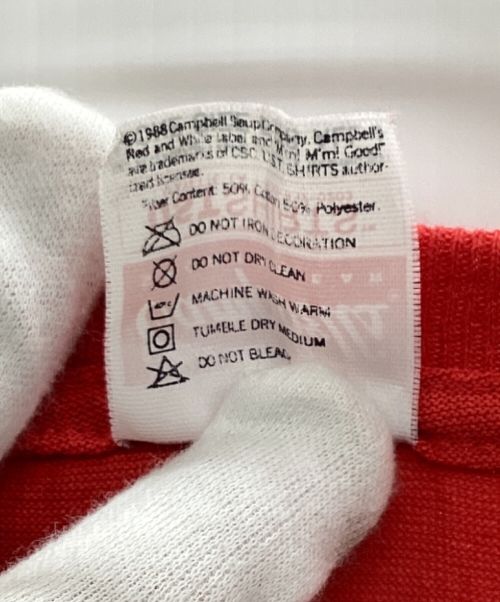 Campbell（キャンベル）Campbell (キャンベル) Campbell's SOUP Tシャツ 88年 レッド サイズ:ONE SIZE FITS ALLの古着・服飾アイテム