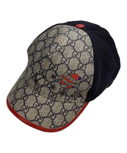 GUCCI（グッチ）GUCCI (グッチ) キャップ ブラウン×ネイビー サイズ:Lの古着・服飾アイテム