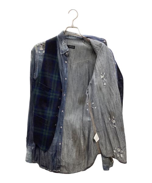 DSQUARED2（ディースクエアード）DSQUARED2 (ディースクエアード) ベストドッキングデニムシャツ インディゴ×ネイビー サイズ:44の古着・服飾アイテム