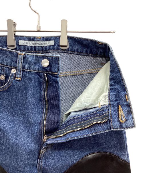 JOHN LAWRENCE SULLIVAN（ジョン ローレンス サリバン）JOHN LAWRENCE SULLIVAN (ジョン ローレンス サリバン) デニム ヴィーガンレザーパンツ インディゴ×ブラック サイズ:Sの古着・服飾アイテム