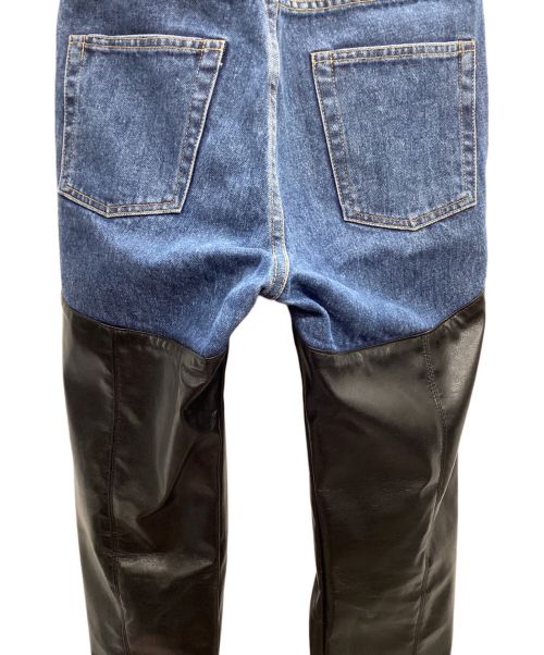 JOHN LAWRENCE SULLIVAN（ジョン ローレンス サリバン）JOHN LAWRENCE SULLIVAN (ジョン ローレンス サリバン) デニム ヴィーガンレザーパンツ インディゴ×ブラック サイズ:Sの古着・服飾アイテム