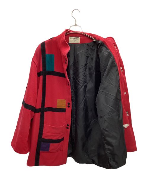 INTERNATIONAL SCENE（インターナショナルシーン）INTERNATIONAL SCENE (インターナショナルシーン) パッチワークデザインジャケット レッド サイズ:13/14の古着・服飾アイテム