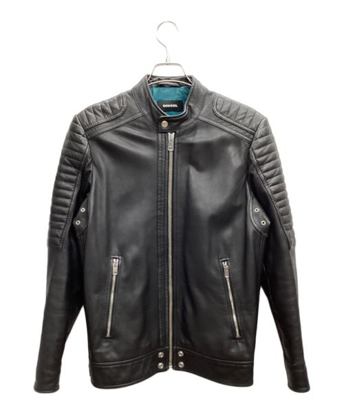 DIESEL（ディーゼル）DIESEL (ディーゼル) シングルライダースジャケット ブラック サイズ:Mの古着・服飾アイテム