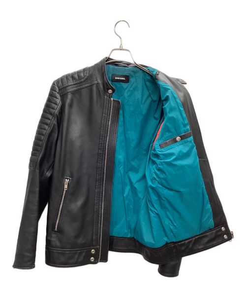 DIESEL（ディーゼル）DIESEL (ディーゼル) シングルライダースジャケット ブラック サイズ:Mの古着・服飾アイテム