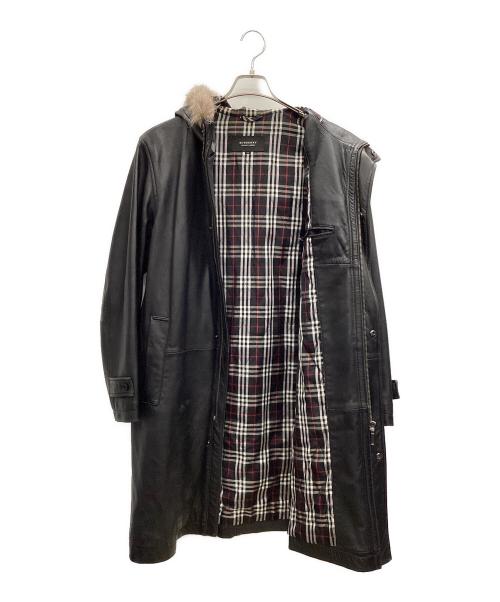 BURBERRY BLACK LABEL（バーバリーブラックレーベル）BURBERRY BLACK LABEL (バーバリーブラックレーベル) ファー付レザーコート ブラック サイズ:Mの古着・服飾アイテム