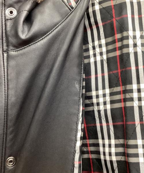 BURBERRY BLACK LABEL（バーバリーブラックレーベル）BURBERRY BLACK LABEL (バーバリーブラックレーベル) ファー付レザーコート ブラック サイズ:Mの古着・服飾アイテム