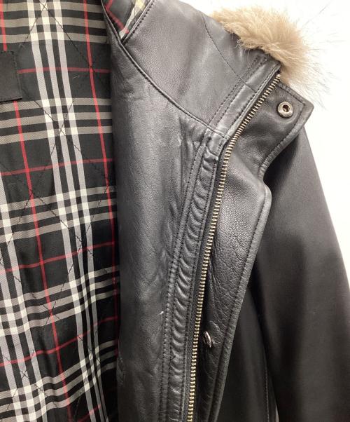 BURBERRY BLACK LABEL（バーバリーブラックレーベル）BURBERRY BLACK LABEL (バーバリーブラックレーベル) ファー付レザーコート ブラック サイズ:Mの古着・服飾アイテム